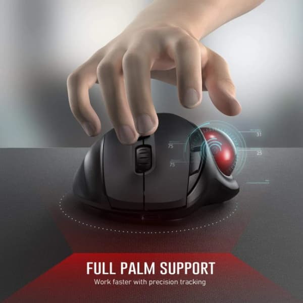 2.4G+Dual Bluetooth trådløs trackball-mus, 3-enhedsforbindelse