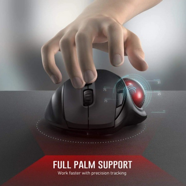 2.4G+Dubbel Bluetooth Trådlös Trackball Mus, 3-Enhetsanslutning