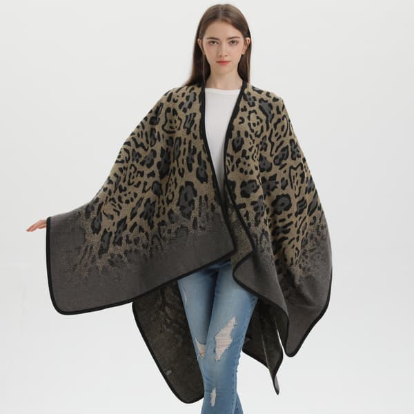 Blå kashmir sjal til kvinder, klassisk leopardprint, til alle årstider