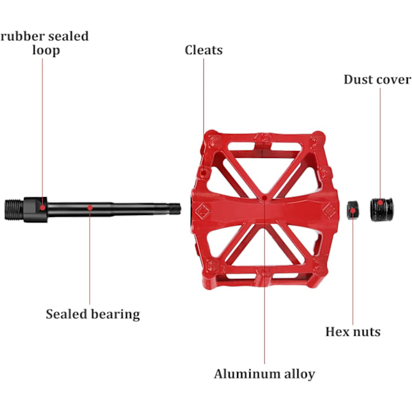 Aluminiumlegering MTB cykelpedal, holdbar skridsikker 9/16 tommer MTB cykel