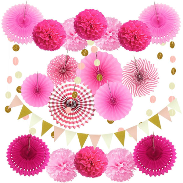 Festhængt papirblomstervifte (1