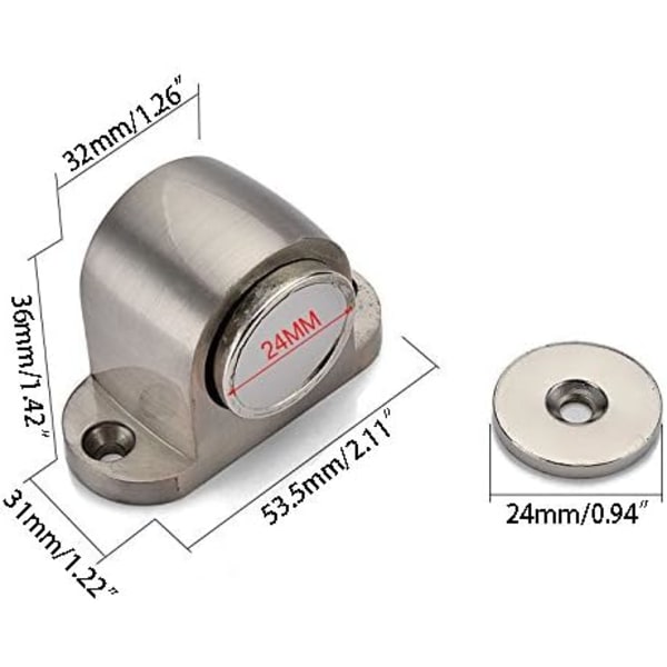 (2 kpl) Magneettinen oviseinänpysäytin lukitusruuvitukella