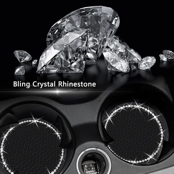 (Sort) 2 STK Bling Car Cup Coaster, 2,75 tommer Auto Car Cup Holde