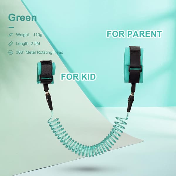Anti-tapt håndleddslenke 2,5m, 360° roterende sikkerhetselastisk wire