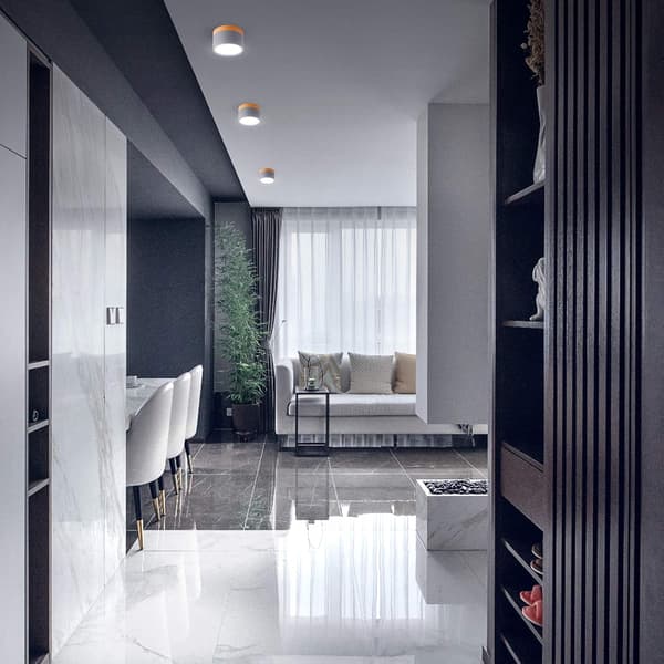 Ytmonterad takspotlight rund LED Scrub grå kall vit