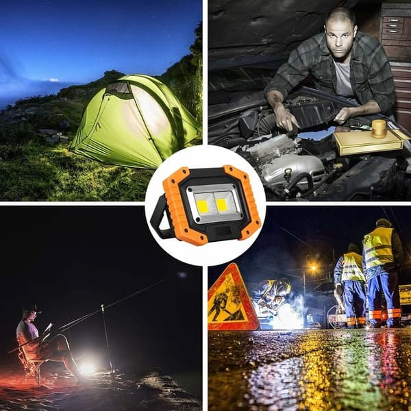 2 LED-arkitekturspotlights, 30W 2000LM USB-oppladbart arbeidslys