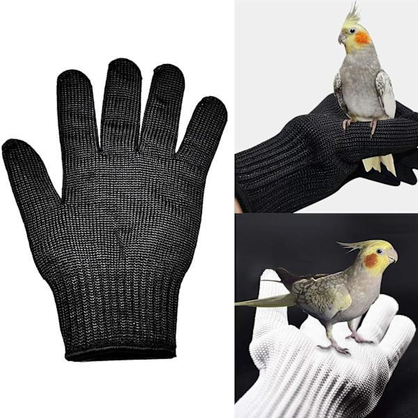Papagei Pure Resistant Gloves Animal Padding Scratch Bird Handling Gloves Bite Resistant Steel Wire Training Gloves One Pair (Black)