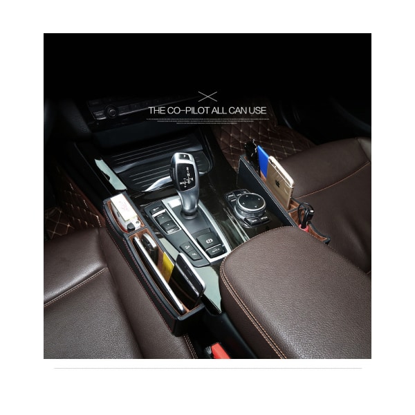 Seat Gap Filler Console Organizer Autolaukku Istuinsieppari Istuimen katkarapujen säilytyslaatikko (ruskea)
