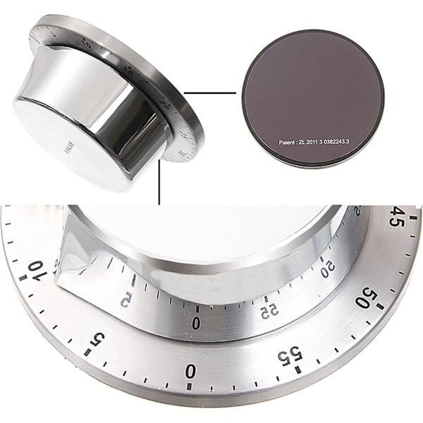 Kök Timer för Kök Silver Elektronisk Magnetisk 60 Minuter,