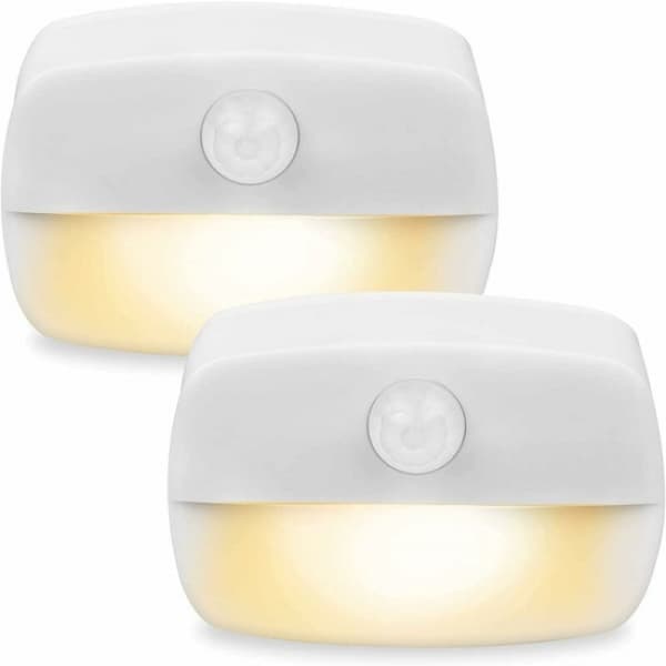Bevægelsessensorlys, 2-pak Auto On LED PIR Nattelys, Væglampe