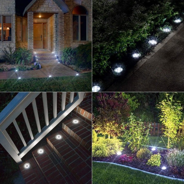 Solcellslampor utomhus, 8 LED solcellslampor för trädgård, cool
