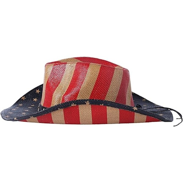 Cowboyhatte, klassisk amerikansk flag sommer solhat vestlig cowboyhat