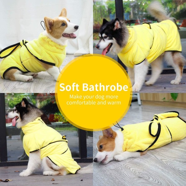 Coral Mikrofiber Hunde Badekåbe Justerbar Vaskbar Absorberende Hund D