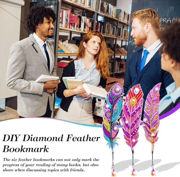 Diamantmålning bokmärke, 6 st diamantmålning bokmärke, Feathe