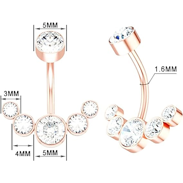 Dangle Crystal Navlepiercing til Kvinder Piger Stål Buet Na