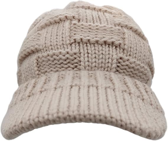 Dame lue Beige vinter strikket lue varm lue ampl