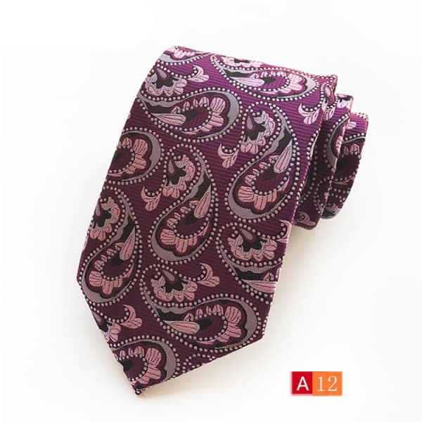 Ny klassisk paisley silkeslips til mænd, lilla