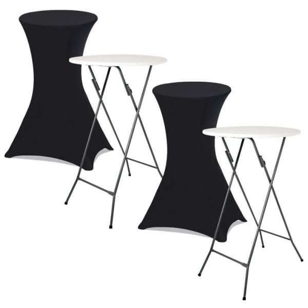 Set med 2 svarta överdrag till fällbart högbord, 110 CM