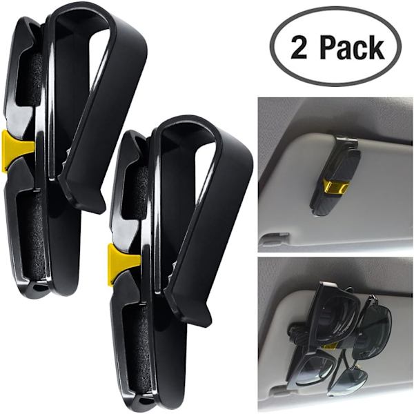 2-pack glasögonklämmor för solskydd i bilen, bilhållare för solglasögon