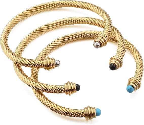 Kabel Manchet Armbånd til Kvinder Rustfrit Stål Wire Twiste