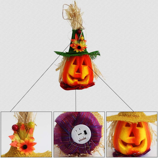 Sæt med 2 Halloween dekorative glitter skum Jack Pumpkin Lanterns,