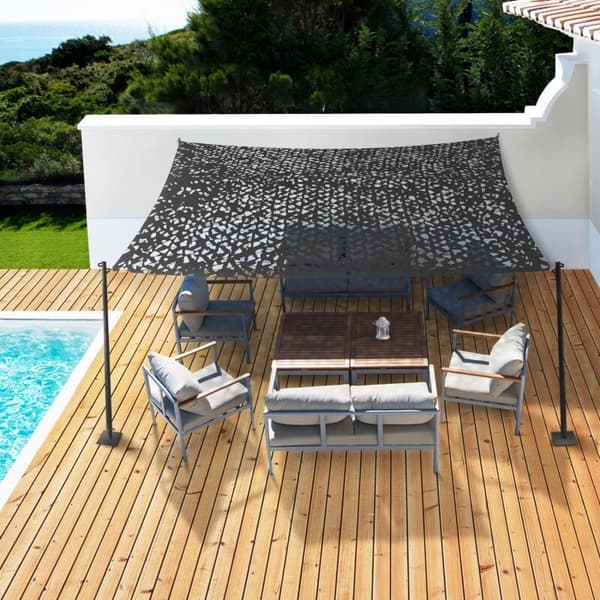 3x4m, rektangulär solsegel kamouflagedesign svart parasoll