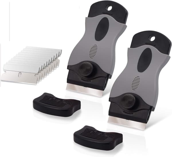 2 Razor Blade Scraper + 10 Stål Reserveblader for Glass Sto