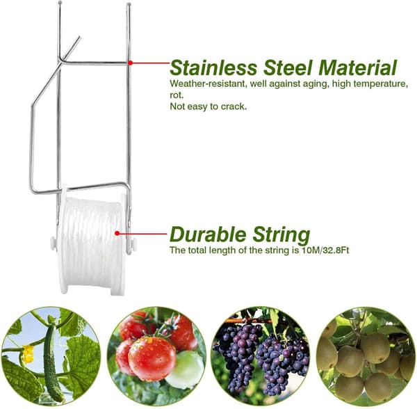 Planterullkrok, 10-pak tomat espalier med 15 m hyssing, blomst,
