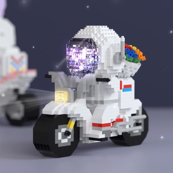 Astronaut-byggesæt, mikrobyggeklodsermodel med LED-lys