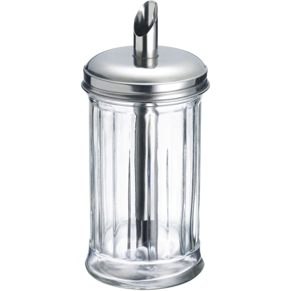 Sockerdispenser i glas, rostfritt stål, silver