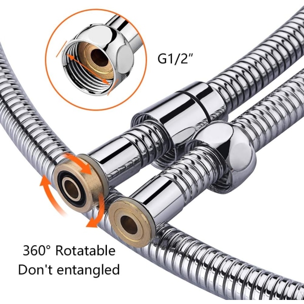 G851-20 Anti-Twist Tub Hose, Bruseslange 2,0 M, Stål, Sølv