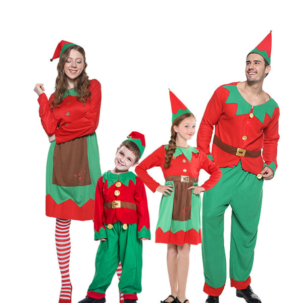 Christmas Elf Girl Costume, M, Christmas Family Atmosphere Party Costume Prisvärd Christmas Elf Group Set