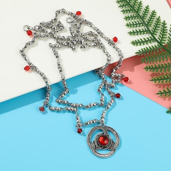 Rött Kristallhänge Halsband