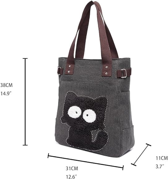 1 stk. Sort Damemode Trendy Kat Skuldertaske