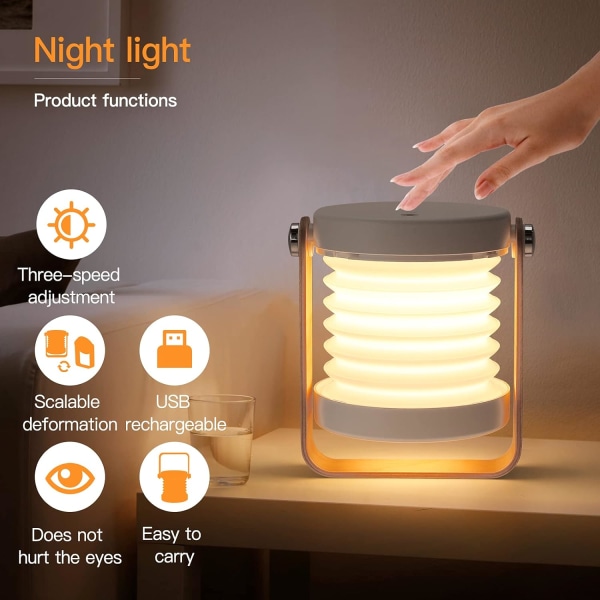 Dæmpbar Touch Light Sengelampe, Bærbar Sengelampe Sengelampe