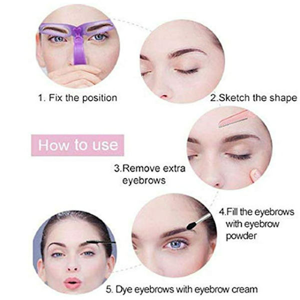 Ögonbrynsmall Retuschering Styling Stencil Makeup Tool Kit, 8 Sty