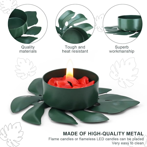 4 st Turtle Leaf Ljusstakar, Metall Ljusstake, Candlelig