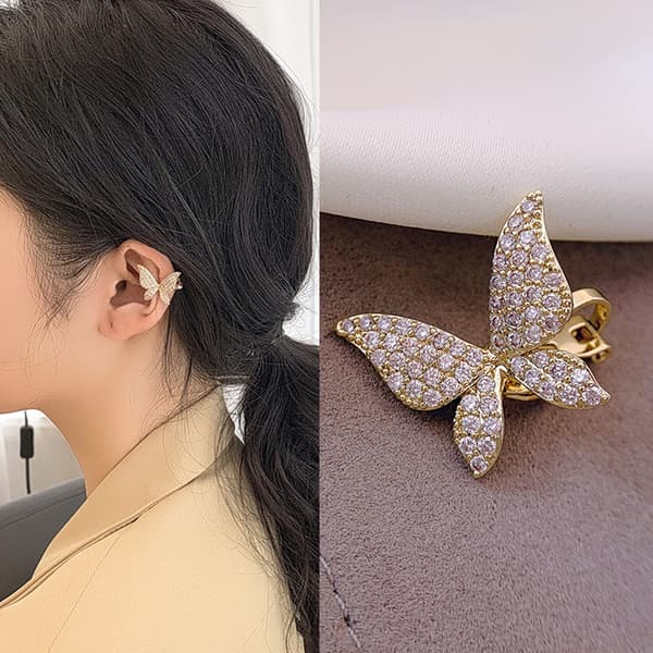 Pave Butterfly Örhängen för Kvinnor - Butterfly Stud Örhängen för G