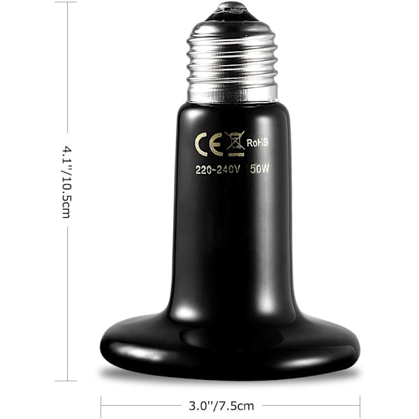 E27 50W Emitter Pet Varmepære Infrarød Keramisk Varmeapparat, Krybdyr