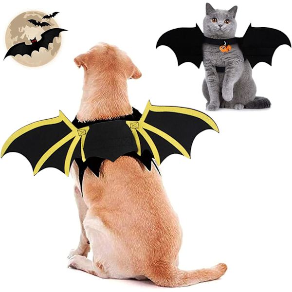 Halloween-kostymer för hundar Halloween fladdermusvingar husdjursele hund Halloween-kläder tryck fladdermusvingar klocka stil klockor (S)