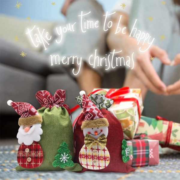 Julegaver 2stk julegavepose med snøring, gjenbruk