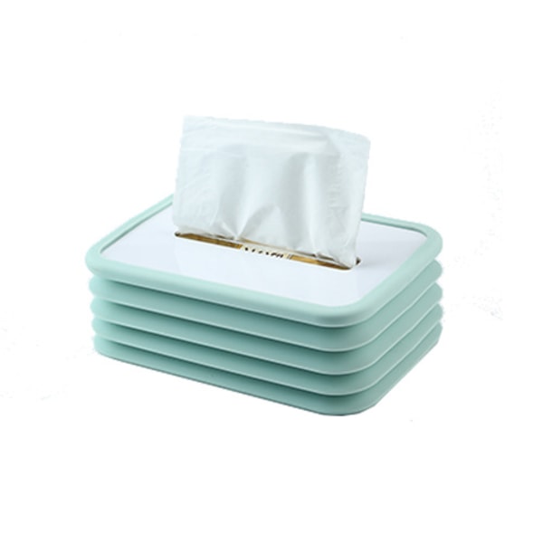 Tissue Box Elastisk Lyftbil Silikon Tissue Box Vikbar Elastisk Tissue Box för hem, kontor och bil (blå)