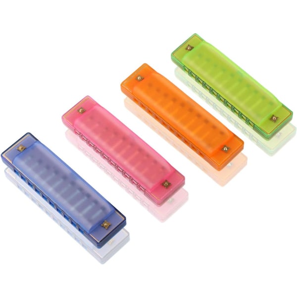 4 PCS Harmonica for Kids, 10 Hole Translucent Harmonica for Child