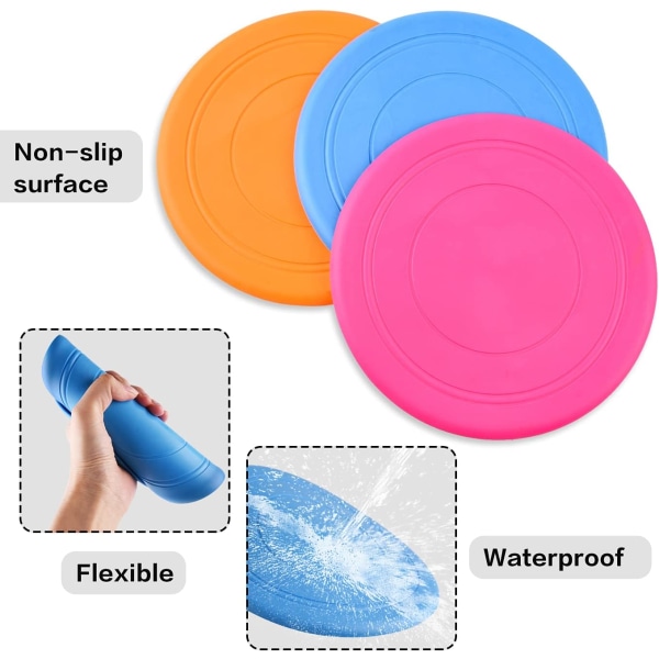 3-pack hundfrisbee 18 cm frisbee flygande disk mjuk gummifrisbee f
