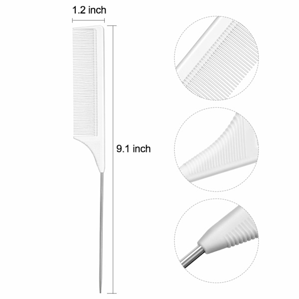 3-pack råttsvanskam i stål med kolfiber, värmebeständig