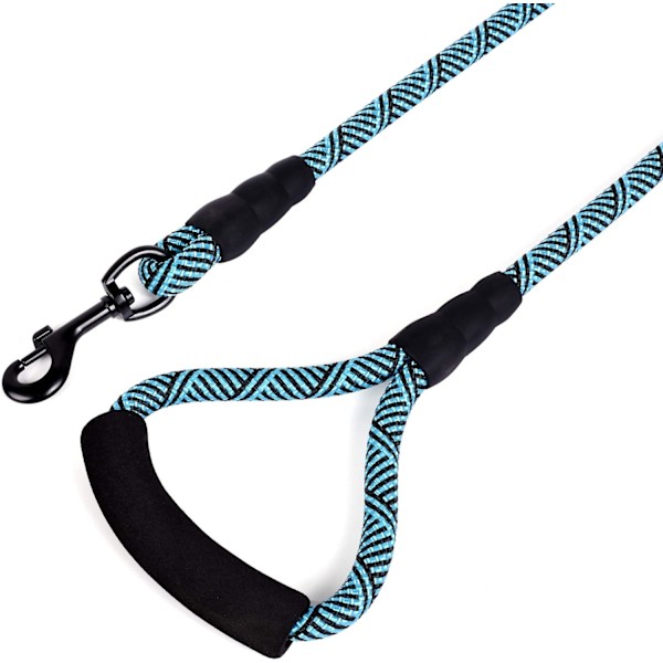 Nylon hundeklatreline med mykt håndtak - 1,5 m - Svart turkis