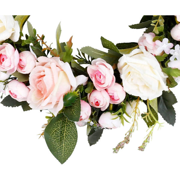 Vår dörrkrans konstgjord siden rosa roskrans för ytterdörr