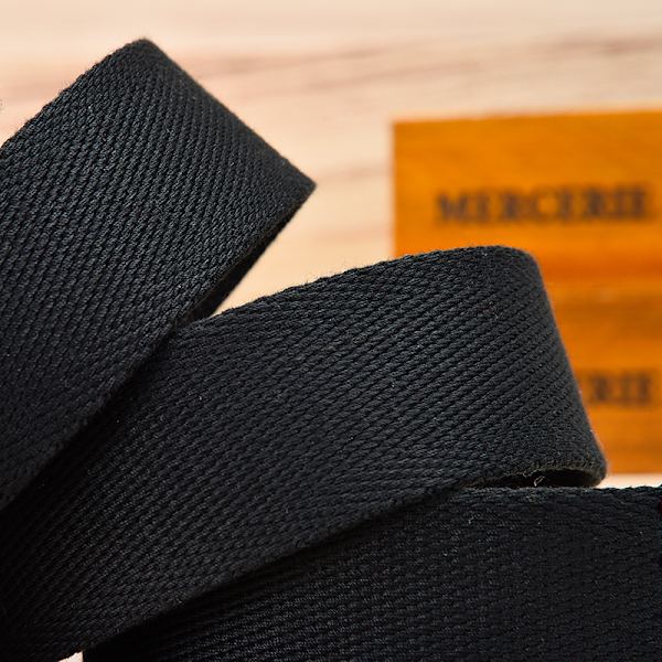 Cut To Fit Canvas Web Bælte Flip-Top Solid Sort Militærspænde