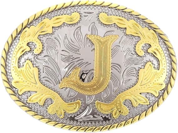 Western Bältesspänne Initialer Cowboy Rodeo Guld Stor Bältesspänne