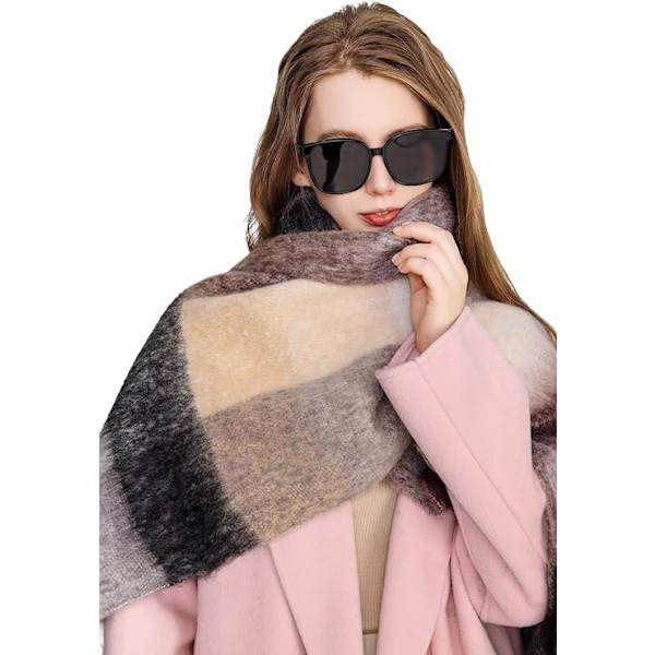 Brun cashmere tørklæde stort varmt vintertørklæde til kvinder